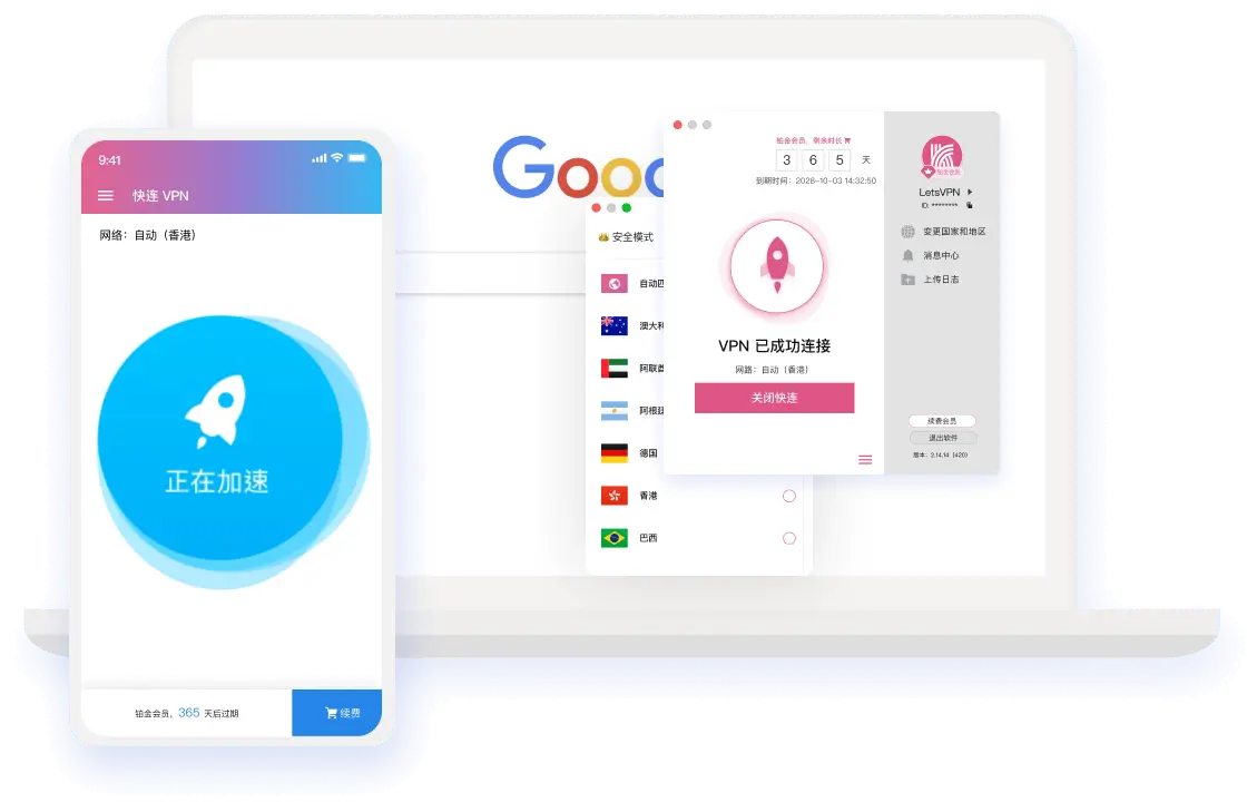 快连 VPN 多设备安全连接示意图